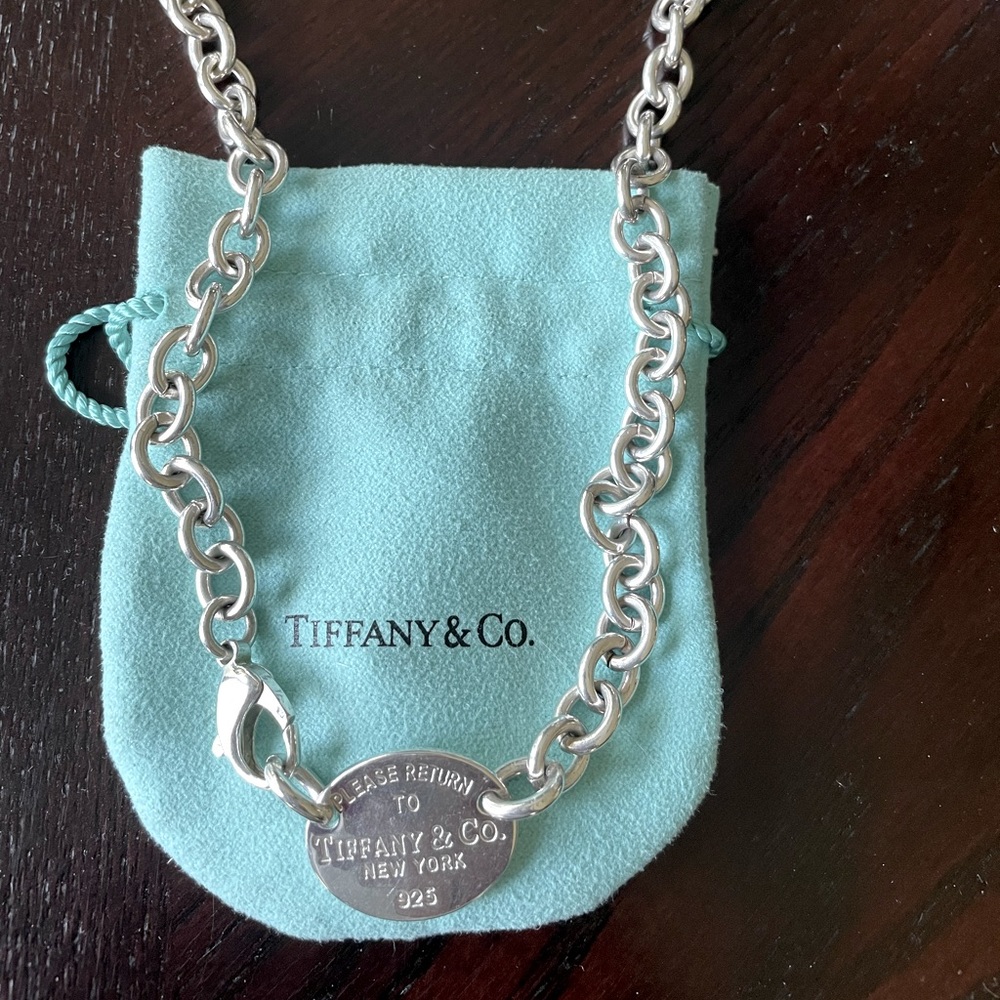 Tiffany & Co Oval Tag Sterling Silver Necklace